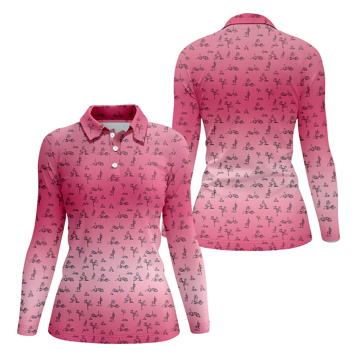 Funny Stickman Ladies Pink Golf Shirt, Unique Gift For Golfer, Ladies Golf Polos, Golfing Apparel