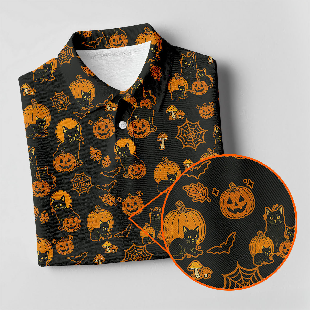 Black Cat Pumpkin Fun Womens Golf Shirts, Sleeveless Polo Shirt, Ladies Golf Shirts, Golf Hoodie