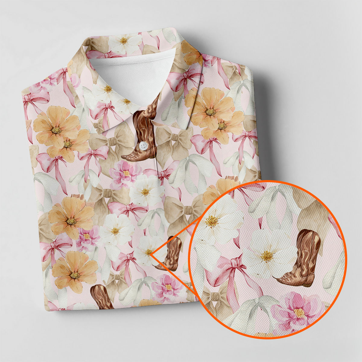 Coquette Flower Western Golf Shirt, Cute Golf Outfit, Matching Golf Shirt, Ladies Golf Shirts
