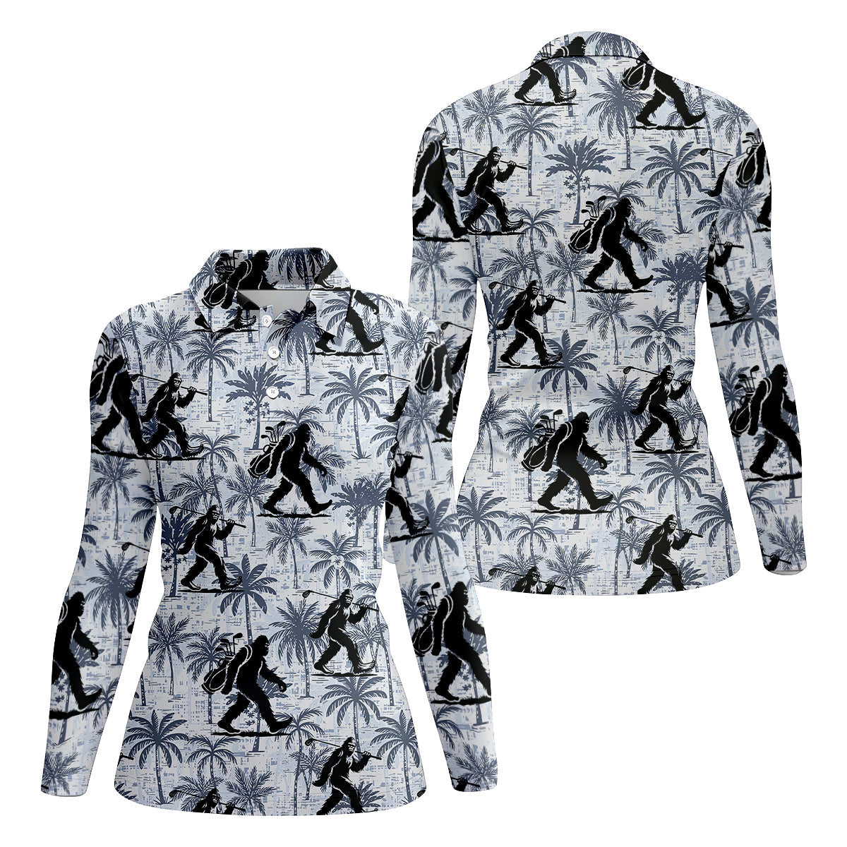 Funny Bigfoot Golf Hawaiian Shirt, Tropical Golf Shirts, Ladies Golf Shirts, Cool Golf Gifts