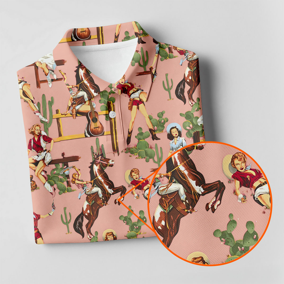 Desert Cowgirl Western Golf Shirt, Ladies Long Sleeve Golf Shirts, Women's Polo Shirt