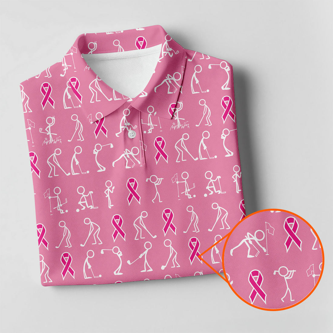 Funny Stick Figure Womens Golf Shirt, Breast Cancer Awareness Shirt, Pink Golf Shirt, Ladies Golf Shirt
