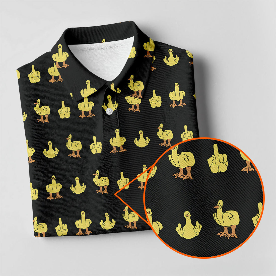 Funny Yellow Duck Men's Golf Polo Shirt, Funny Middle Finger Golf Shirt, Fun Golf Polo Shirt, Golf Gift For Him