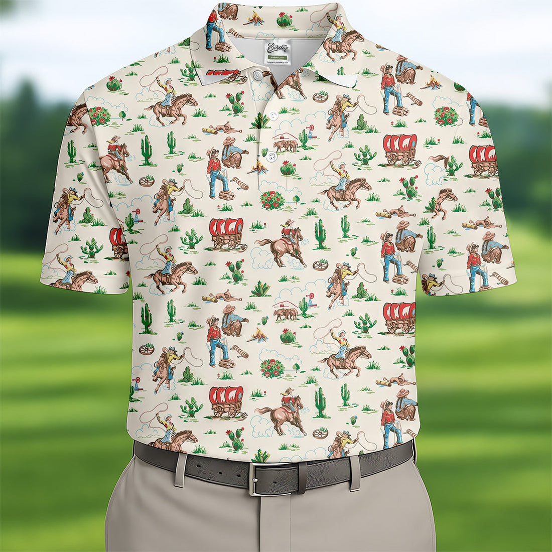 Cowboy Western White Polo Shirt Mens, Cute Golf Outfit, Matching Golf Shirt, Men's Golf Polo