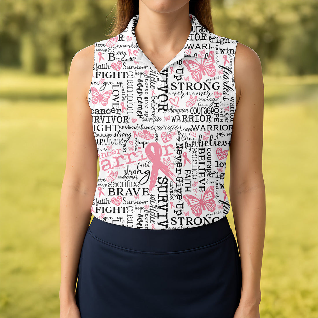 Fight Survivor Breast Cancer Golf Shirt, Breast Cancer Support Shirts, Womens Golf Polo
