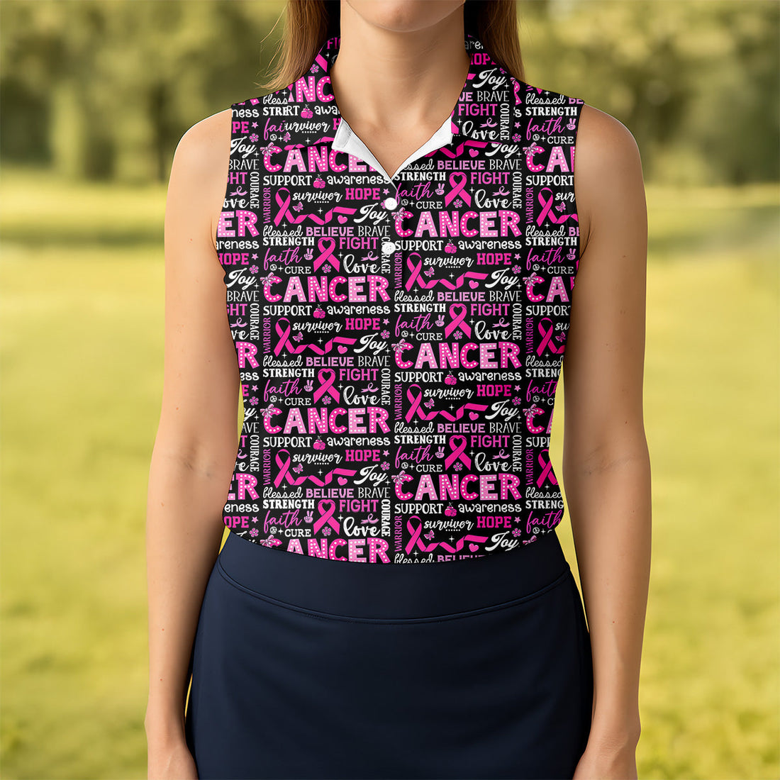 Pink Ribbon Breast Cancer Awareness Shirt, Golf Polo Shirt, Ladies Golf Shirts, Golfing Apparel