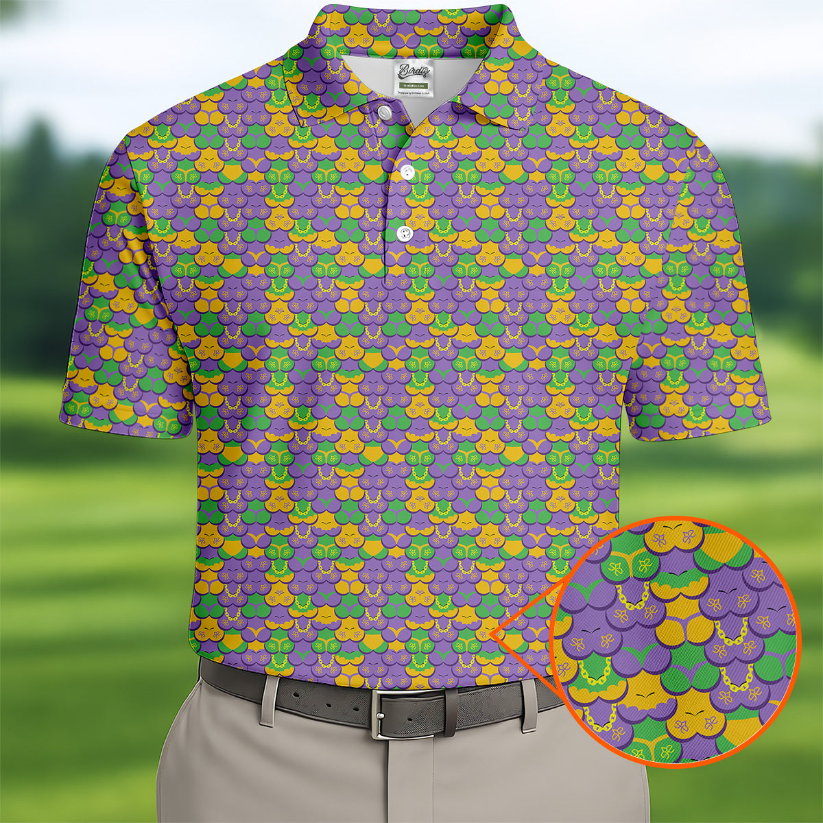 Funny Boob Mardi Gras Men's Golf Polo Shirt, Fun Golf Shirt For Men, Mardi Gras Polo, Funny Golf Shirt