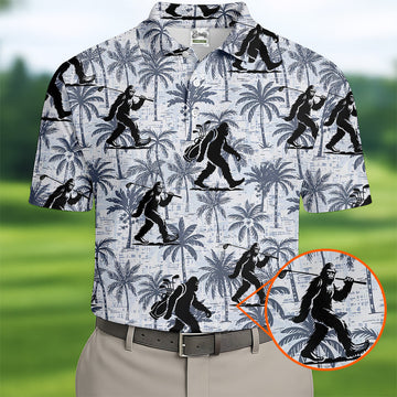 Funny Bigfoot Golf Hawaiian Shirt, Tropical Golf Shirts, Mens Golf Polo Shirts, Cool Golf Gifts