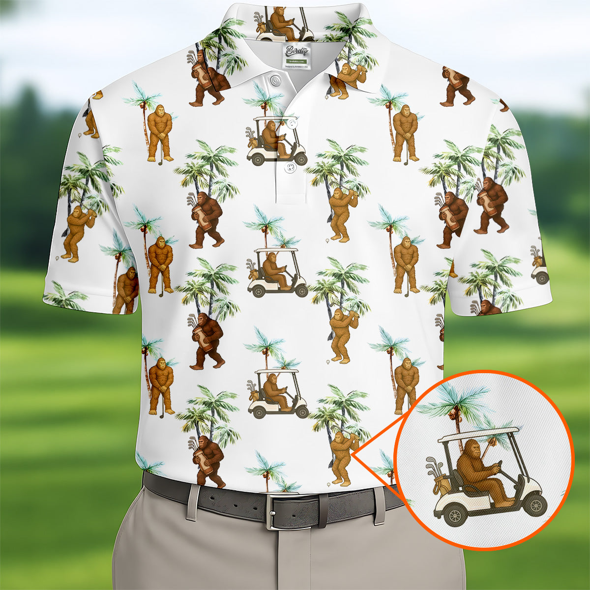 Bigfoot Golf Hawaiian Shirt, Tropical Golf Shirts, Fun Golf Shirts For Men, Golfing Apparel