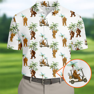Bigfoot Golf Hawaiian Shirt, Tropical Golf Shirts, Fun Golf Shirts For Men, Golfing Apparel