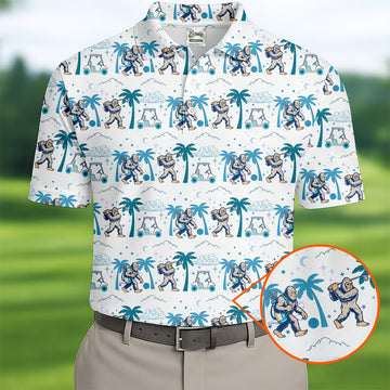 Funny Tropical Golf Cart Bigfoot Golf Shirt, Fun Golf Shirts For Men, Golf Accessories For Men