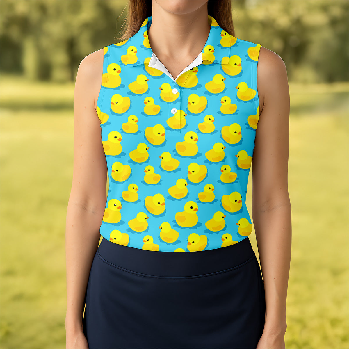 Funny Yellow Ducks Golf Polo Shirt, Fun Womens Golf Shirts, Ladies Golf Shirt, Golf Gift For Her