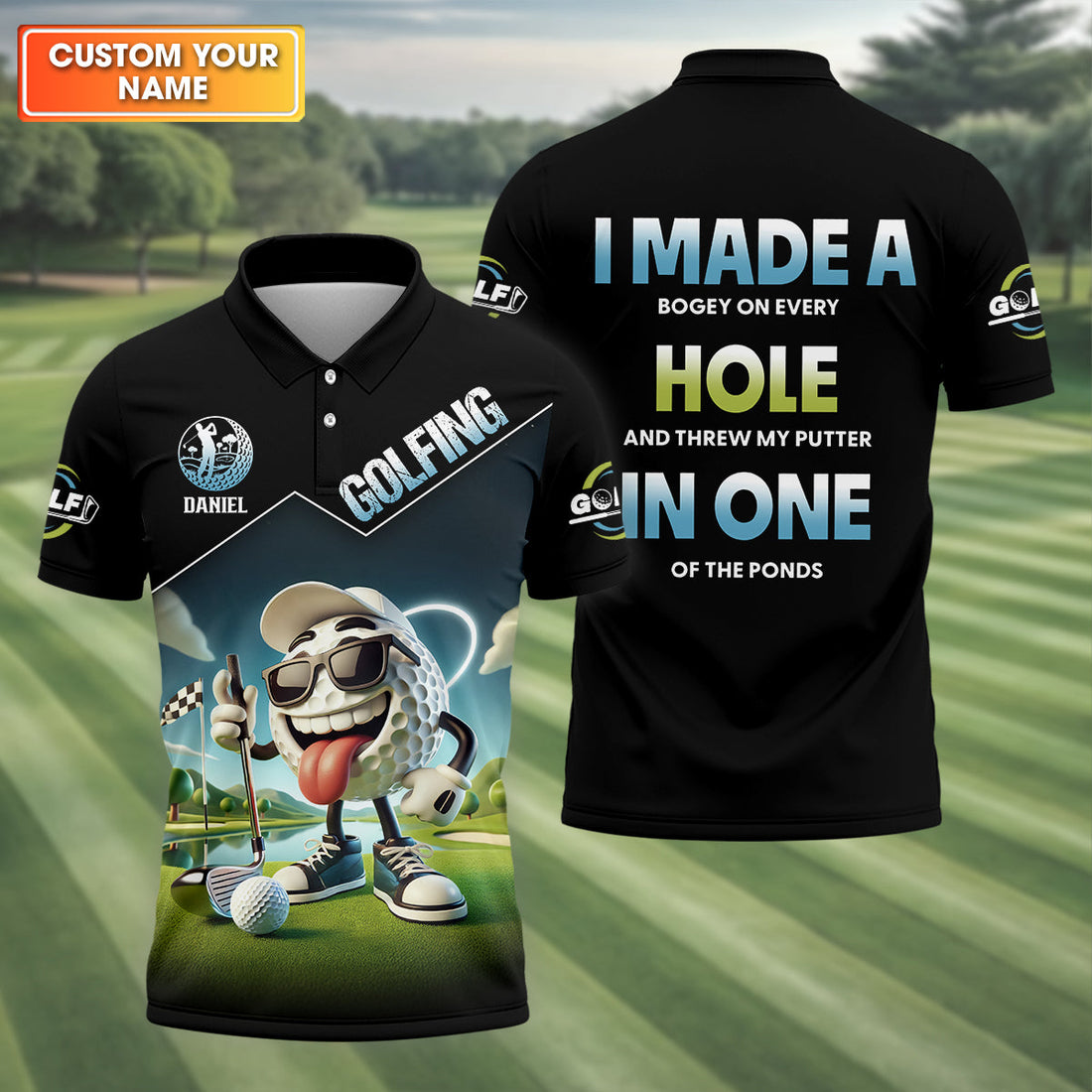 I Made A Bogey On Every Hole Custom Men's Golf Polo Shirt, Funny Golf Shirt, Dad Golf Gift