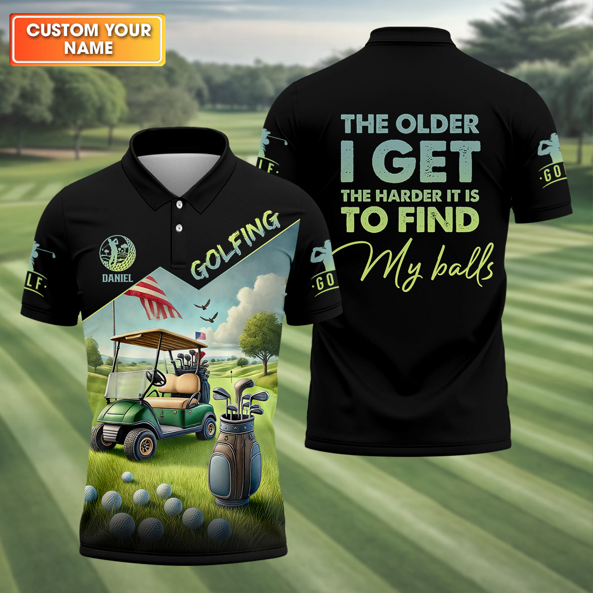 The Older I Get Custom Men's Golf Polo Shirt, Funny Golf Shirt, Dad Golf Gift