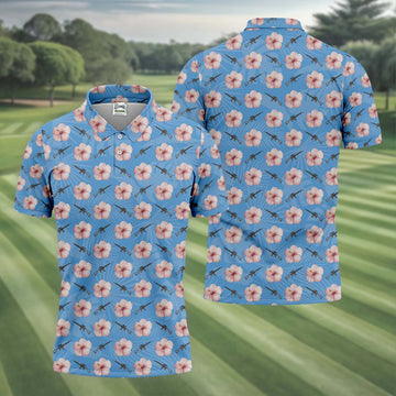 Floral Golf Polo Shirts, Golfing Apparel, Men Golf Gift, Funny Golf Shirt