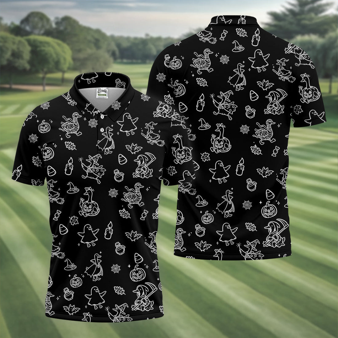 Goose Halloween, Doodle Pattern, Black Golf Polo, Mens Funny Golf Shirts, Long Sleeve Golf Shirts, Men Golf Polo