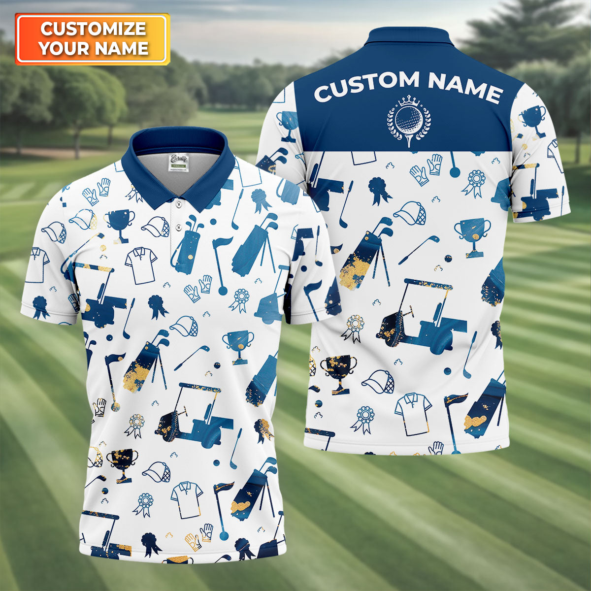 Personalized Golf Pattern Shirt, Men Golf Polo, Matching Golf Shirts, Men's Long Seeve Golf Shirts