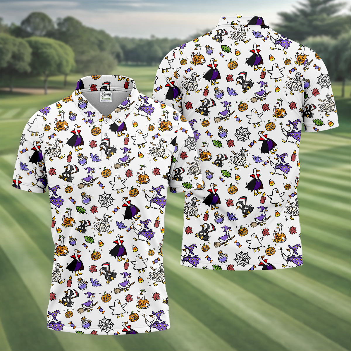 Goose Halloween Golf Shirt, Patterned Golf Polos, Mens Funny Golf Shirts, Long Sleeve Golf Shirts, Men Golf Polo