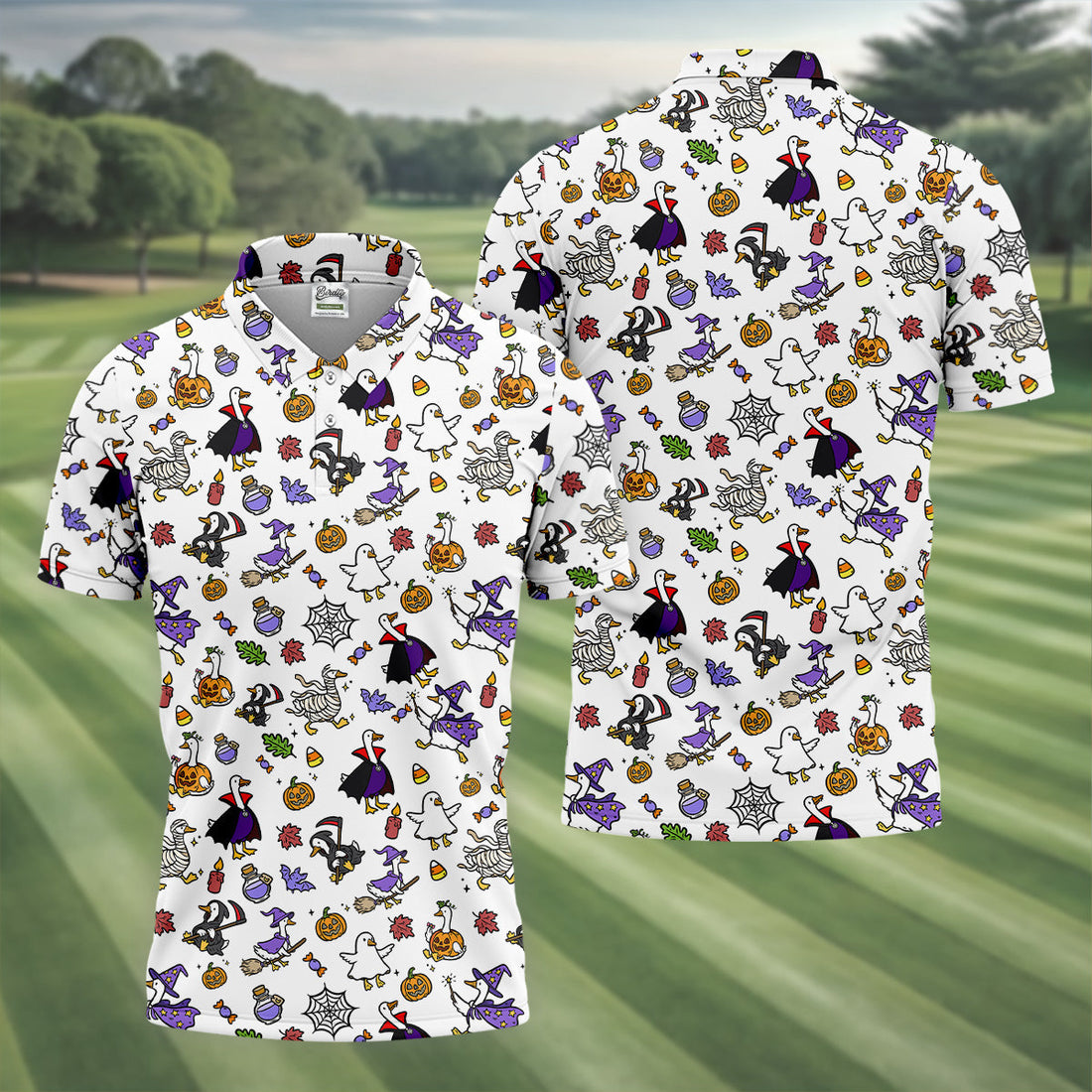 Goose Halloween Golf Shirt, Patterned Golf Polos, Mens Funny Golf Shirts, Long Sleeve Golf Shirts, Men Golf Polo