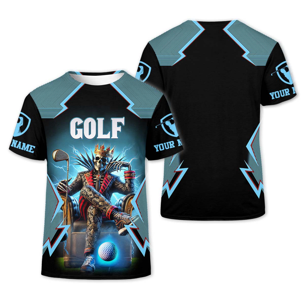 Skeleton King Custom Men's Golf Polo Shirt, Golfing Apparel, Gift For Golfers