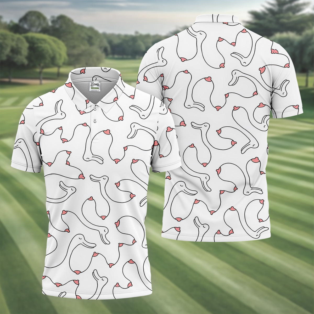 Funny Boob Goose Golf Polos For Men, Fun Golf Shirt, Best Golf Gift For Dad
