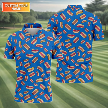 Men's Golf Polo Shirt, Hotdog Funny Golf Shirt, Dad Golf Gift