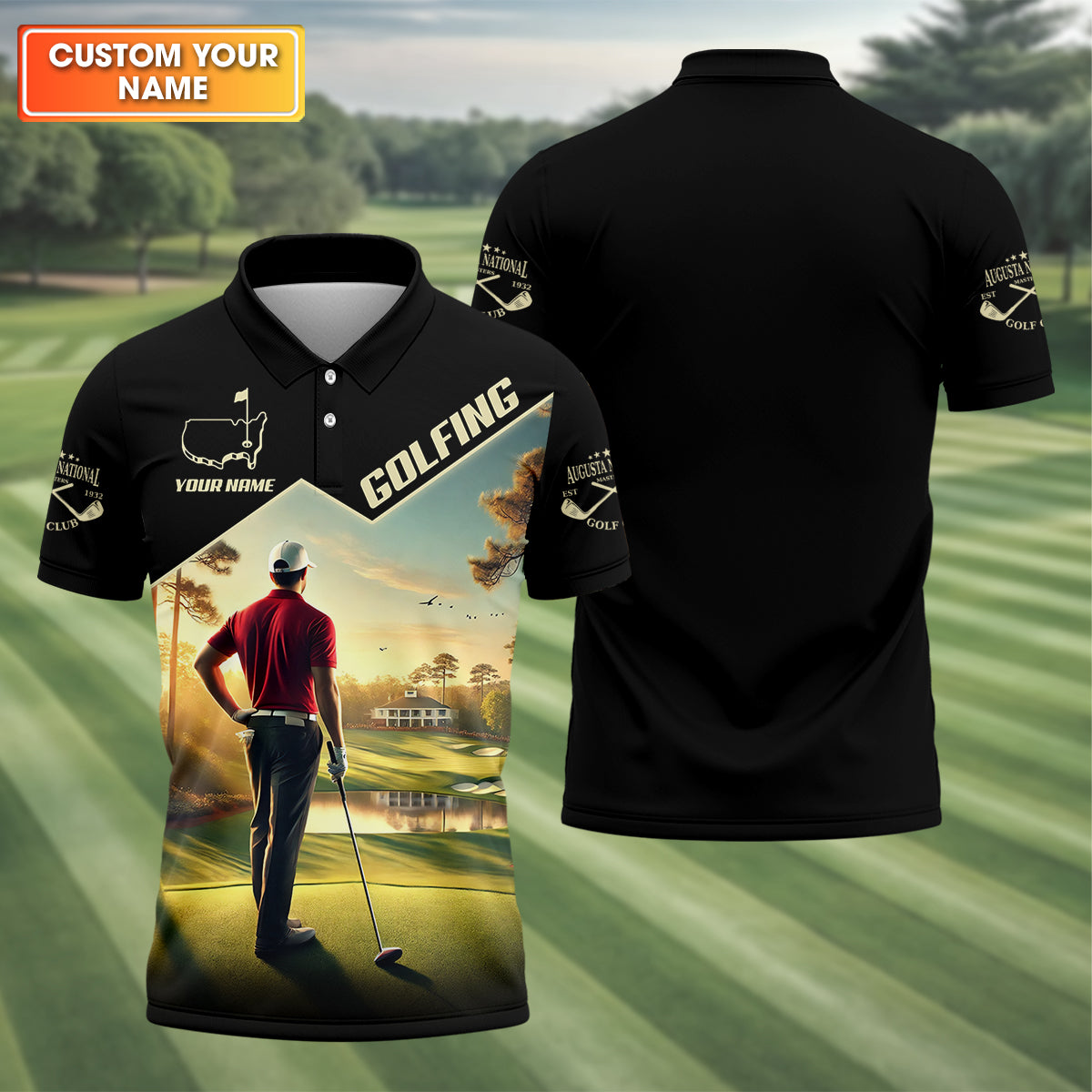 Custom Augusta Golfer Men's Golf Polo Shirt, Golfing Apparel, Mens Golf Gift, Funny Golf Polo Shirt