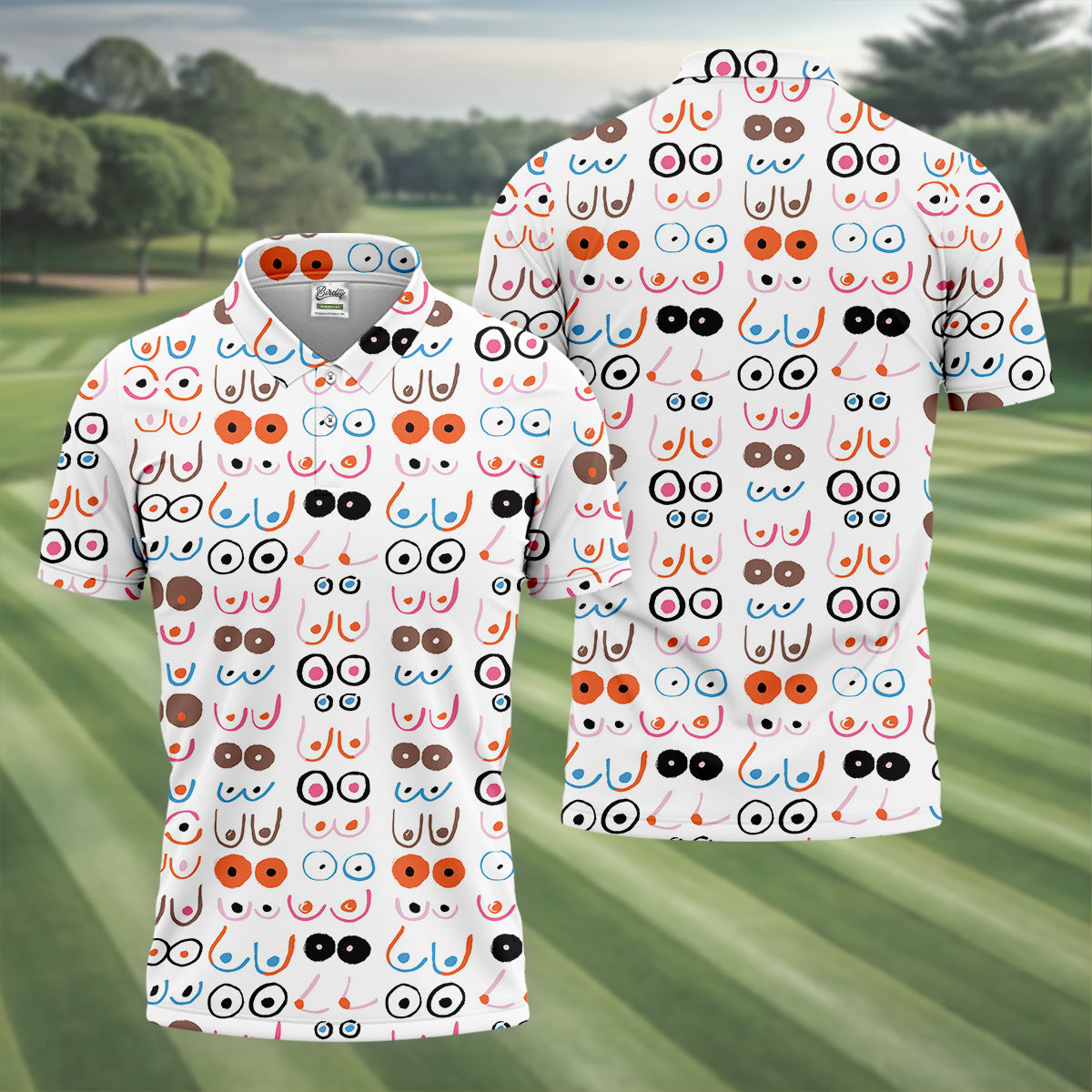 Funny Boob Men Golf Polo Shirt, Fun Golf Polos, Humorous Golf Shirts, Dad Golf Gift, Best Dad Ever