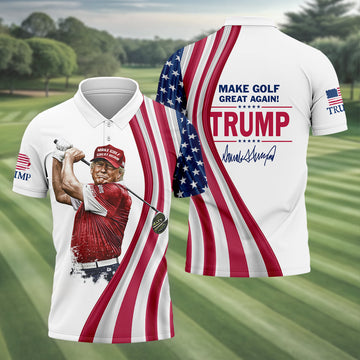 Make Golf Great Again Men's Golf Polo Shirt, Trump Funny Golf Shirt, Christmas Golf Gift