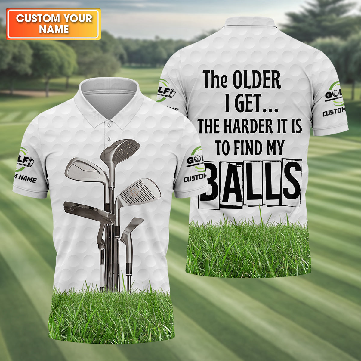 The Older I Get The Harder It Is To Find My Balls Custom Men's Golf Polo Shirt, Funny Golf Shirt, Dad Golf Gift