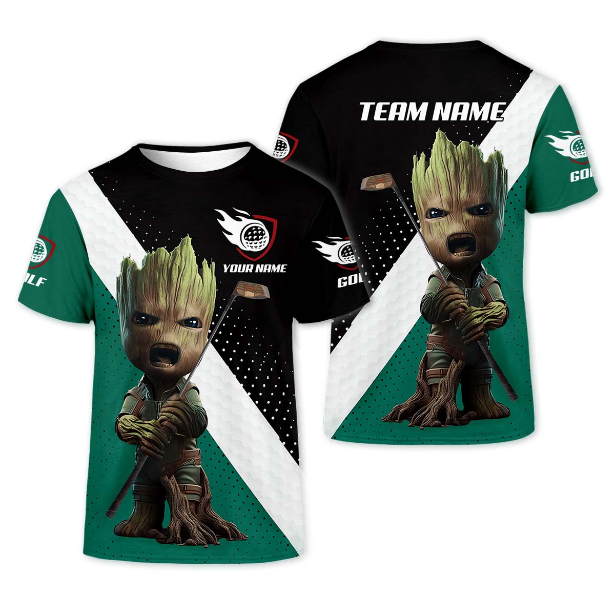 Angry BabyGroot Custom Golf Polo Shirt, Gift For Golfers, Golf Gift Ideas