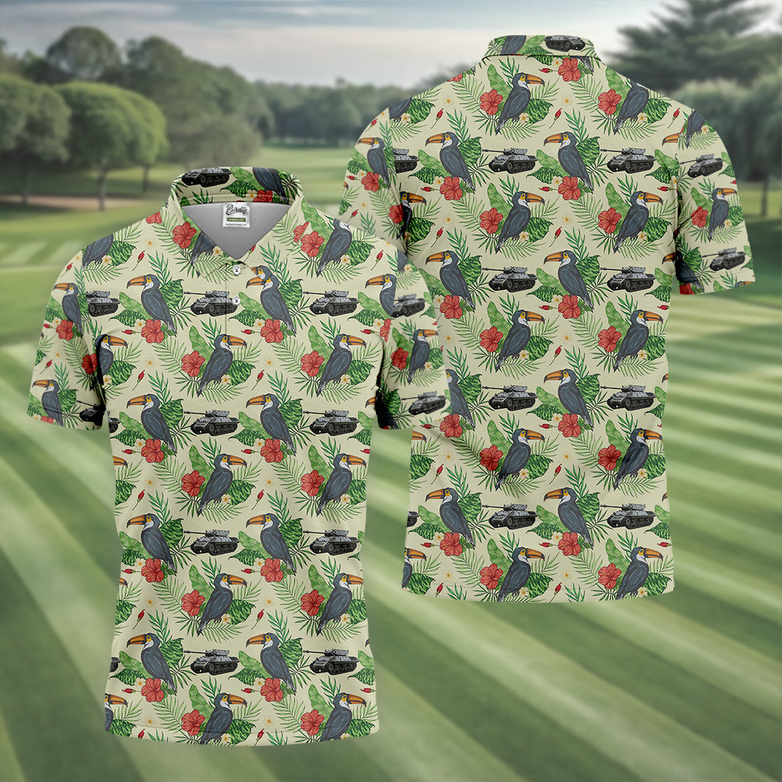 Tropical Toucan Golf Polo Shirts, Golfing Apparel, Men Golf Gift, Funny Golf Shirt, Tropical Shirt