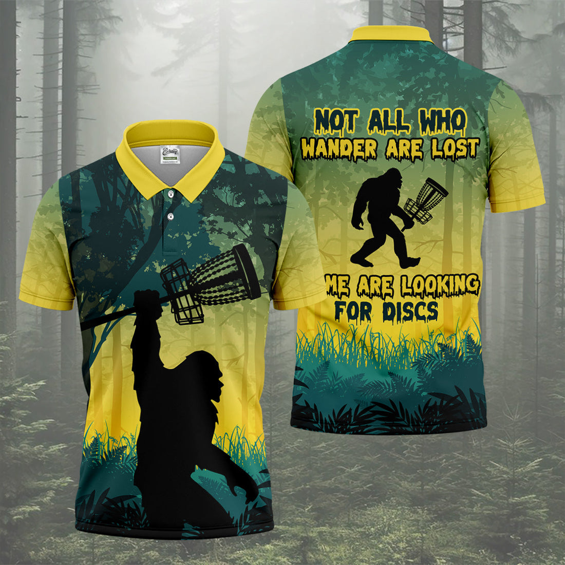 Bigfoot Discs Golf Men's Golf Polo Shirt, Golfing Apparel, Mens Golf Gift, Funny Golf Shirt