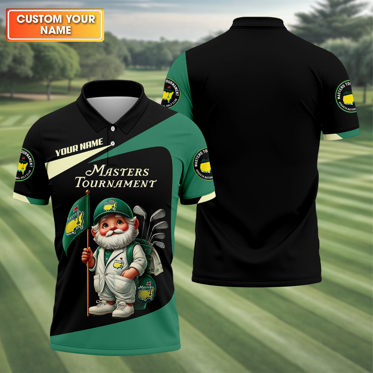Masters Gnomes Custom Mens Golf Polo Shirt, Master Tournament Shirt, Mens Golf Gift, Funny Golf Shirt