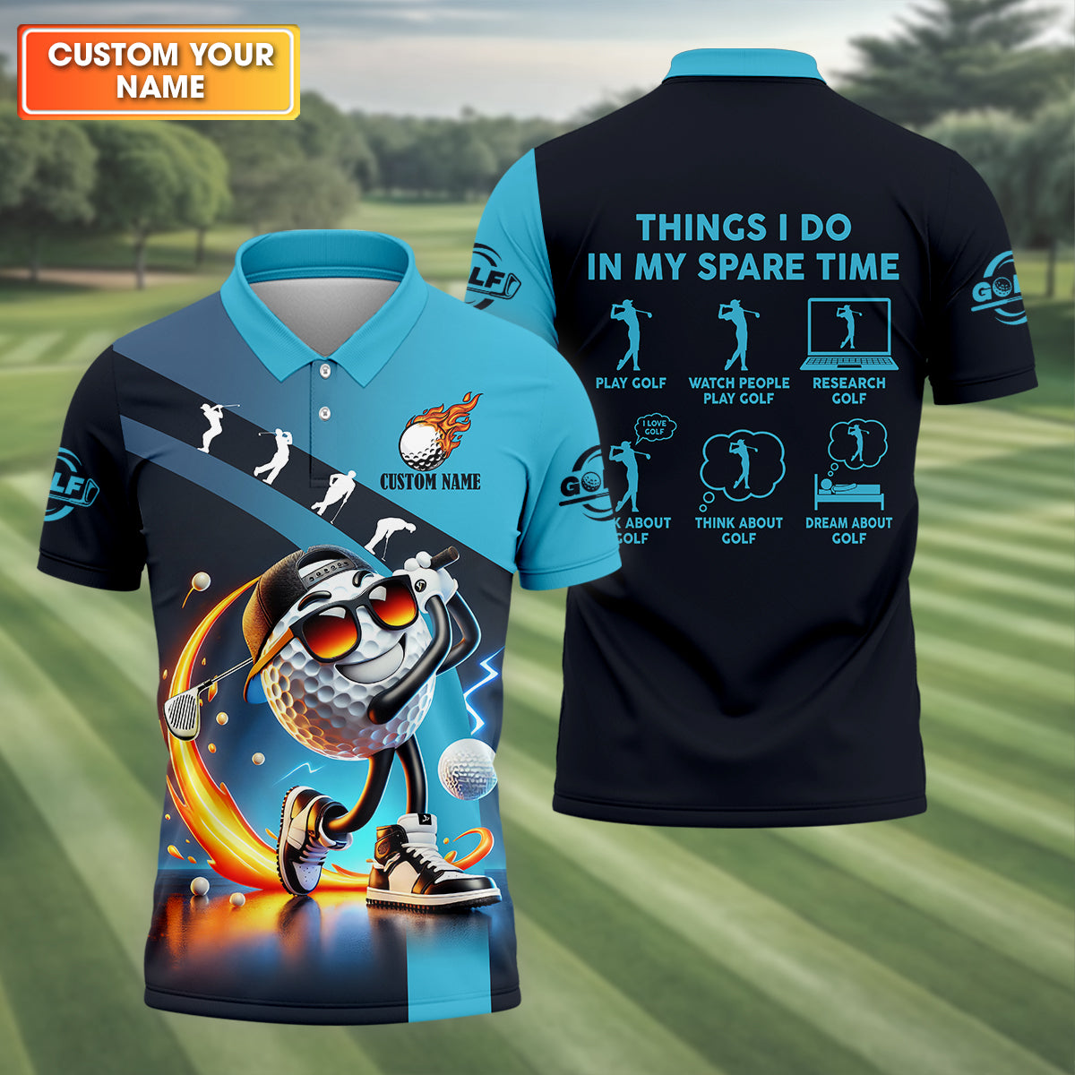 Things I Do In My Spare Time Custom Funny Golf Polo Shirt, Christmas Golf Gift
