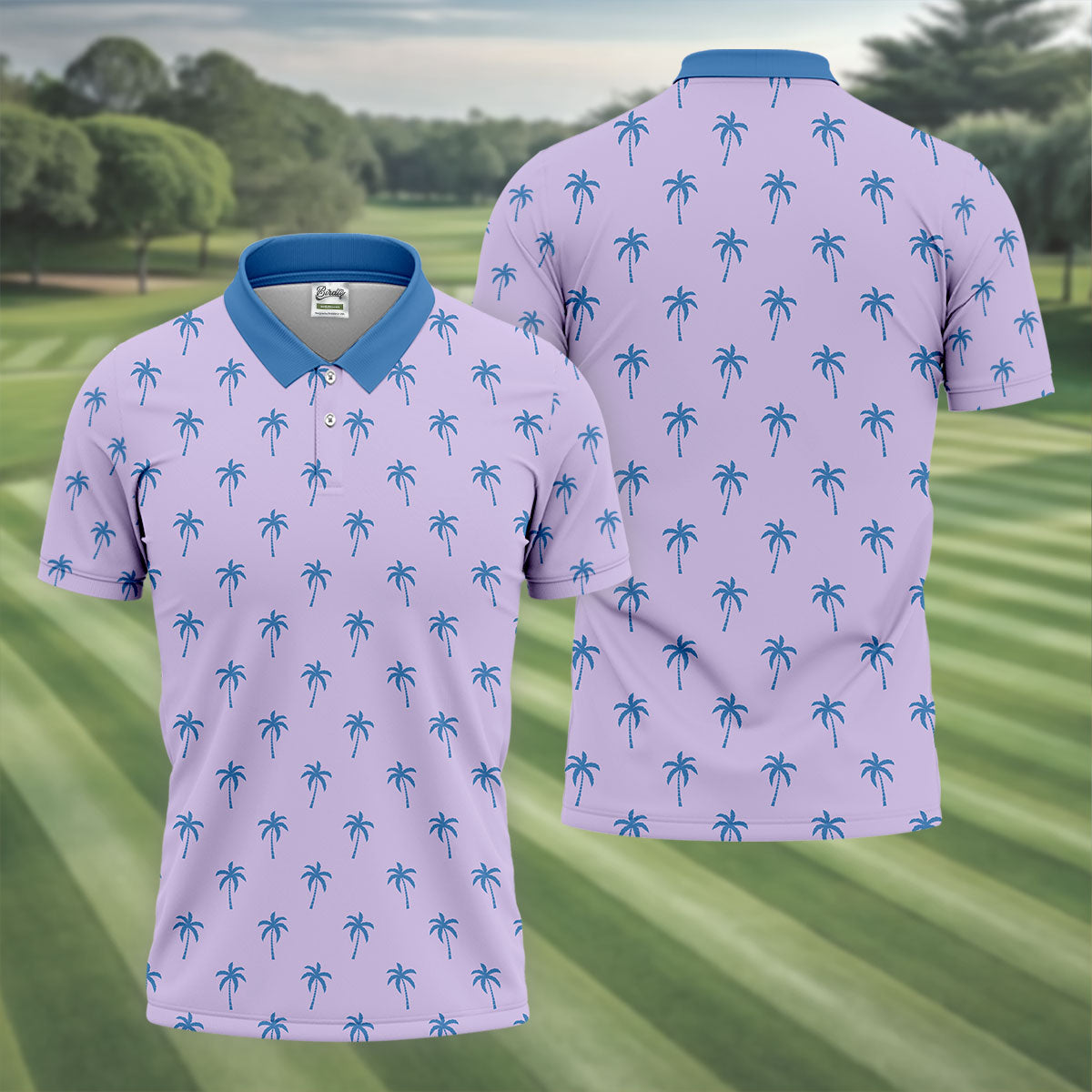 Palm Tree Pattern Hawaiian Polo Golf Shirts, Mens Hawaiian Golf Shirts, Matching Golf Shirts For Couple