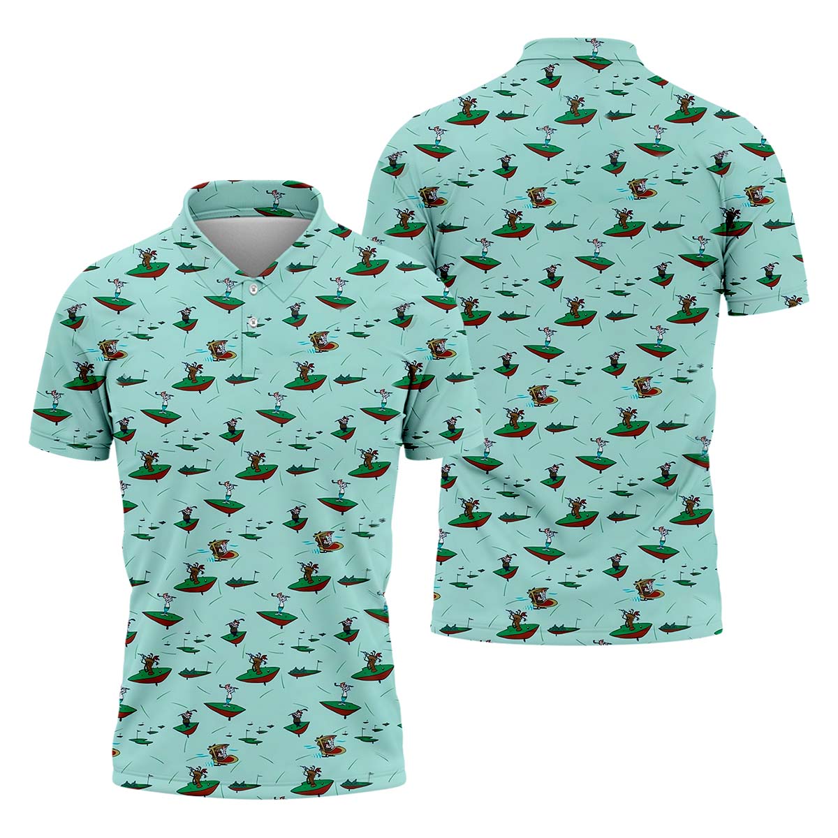 Playful Cartoon Golfer Golf Polo Shirt, Golf Gifts For Men, Golf Gift Ideas