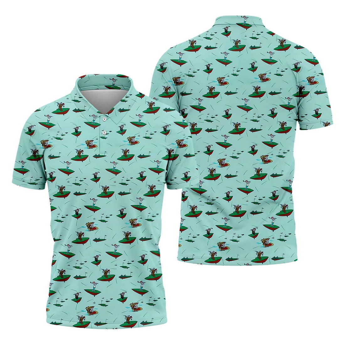 Playful Cartoon Golfer Golf Polo Shirt, Golf Gifts For Men, Golf Gift Ideas