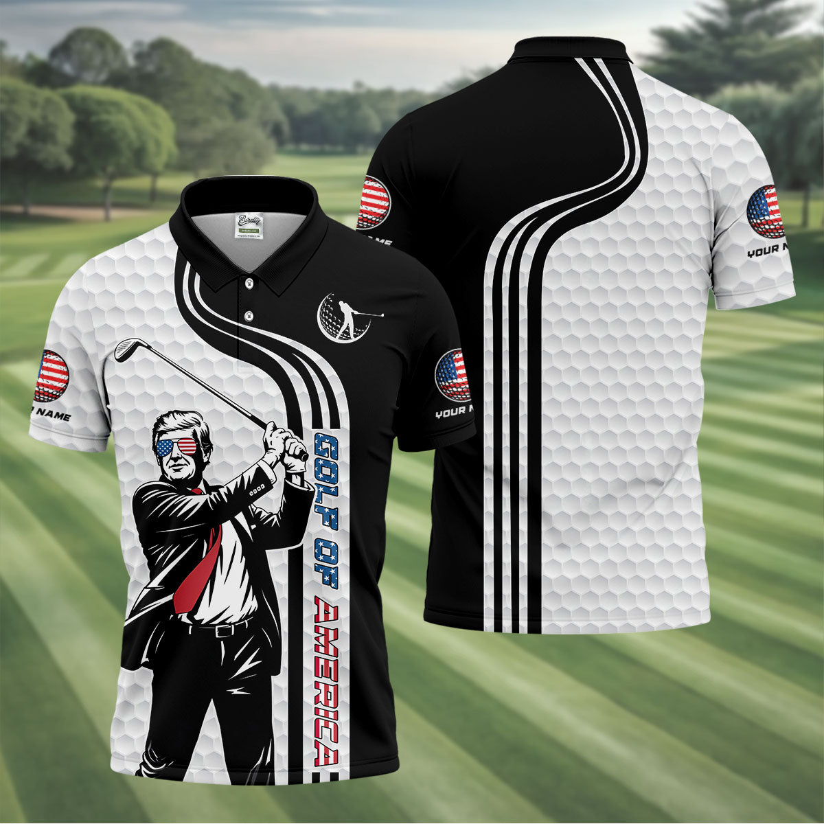 Golf Of America Mens Patriotic Golf Shirts, Mens Golf Gift, Mens Golf Polo Shirts, Golf Shirts For Men