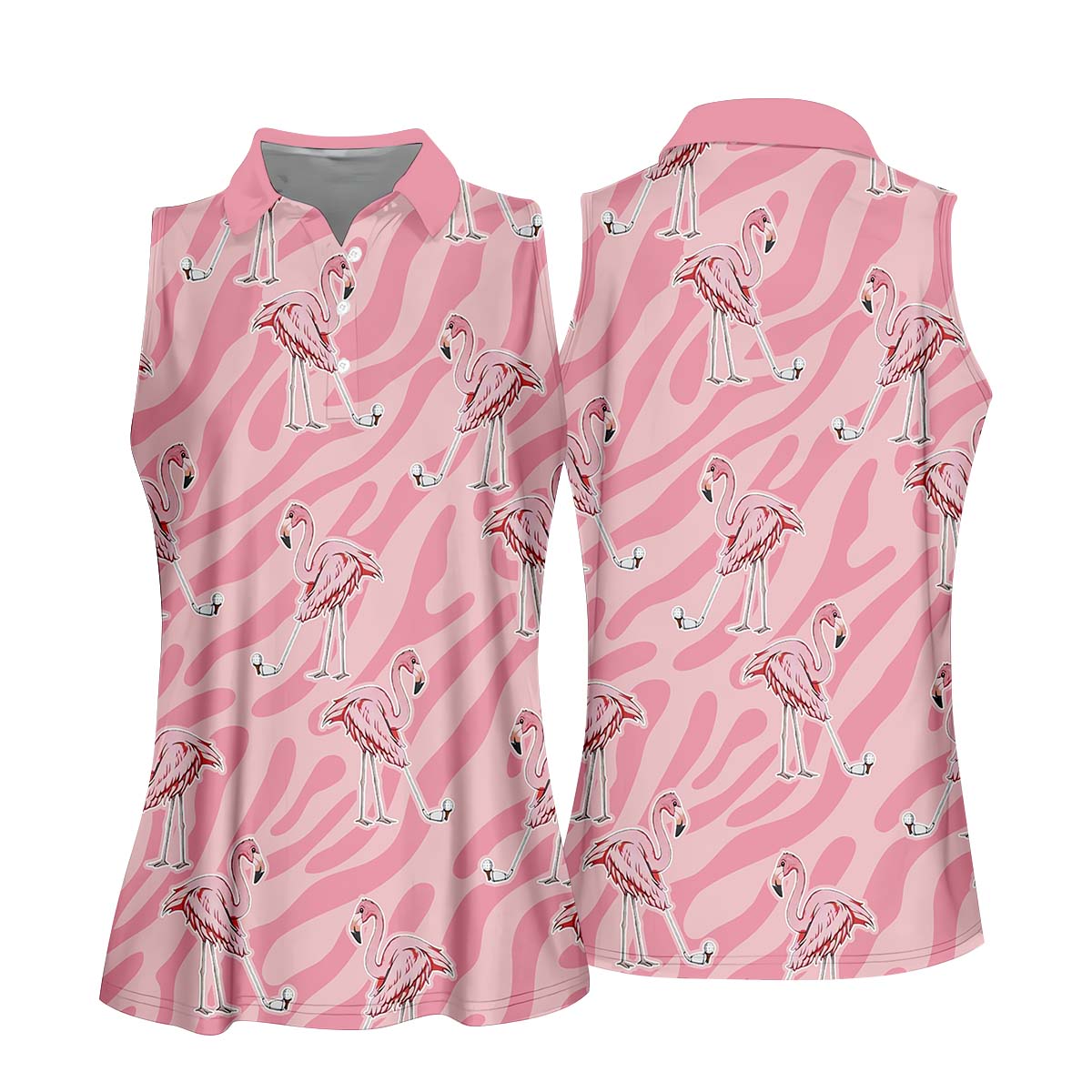Pink Flamingo Women Golf Polo Shirt, Custom Ladies Golf Shirt, Womens Golf Gifts