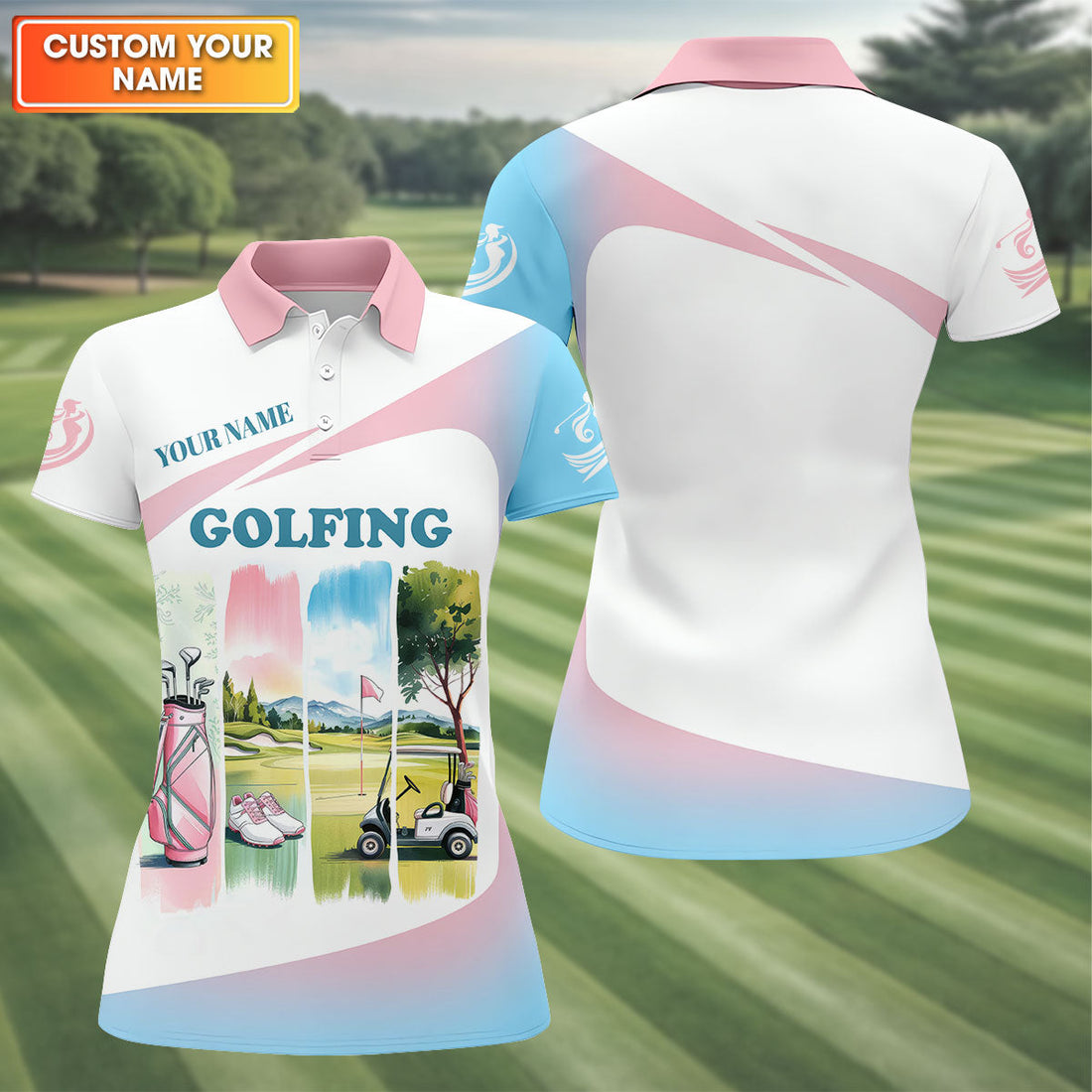 Watercolor Funny Womens Golf Polo Shirt, Ladies Golf Shirt, Mothers Day Gifts