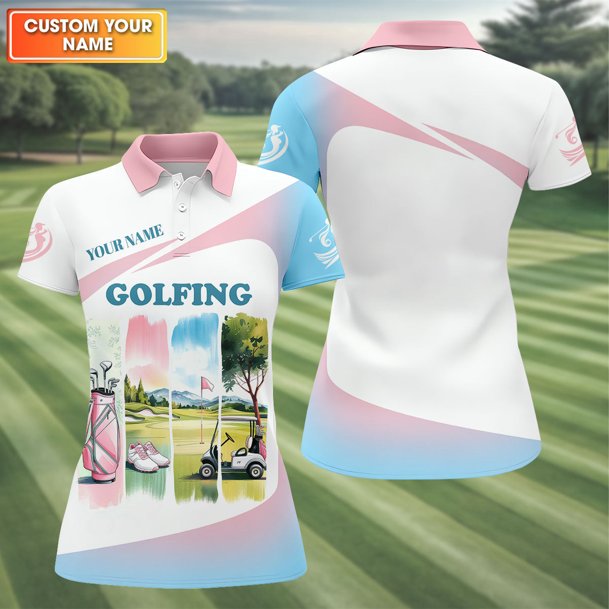 Watercolor Funny Womens Golf Polo Shirt, Ladies Golf Shirt, Mothers Day Gifts