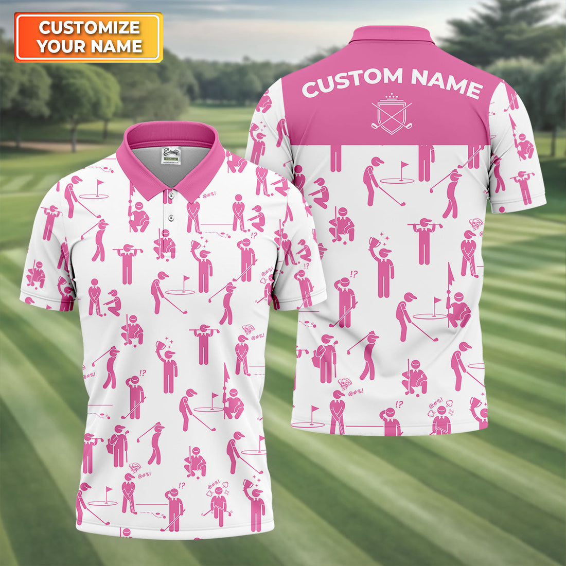 Personalized Men Patterned Golf Shirts, Golf Presents For Him, Men Golf Polo, His And Hers Golf Shirts