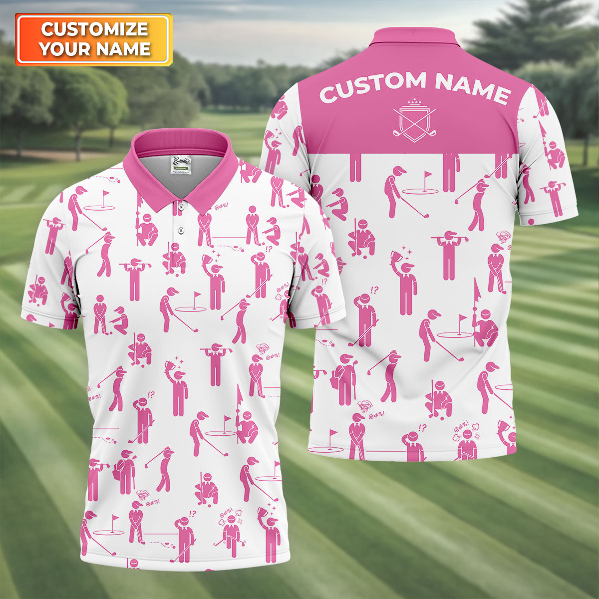 Personalized Men Patterned Golf Shirts, Golf Presents For Him, Men Golf Polo, His And Hers Golf Shirts