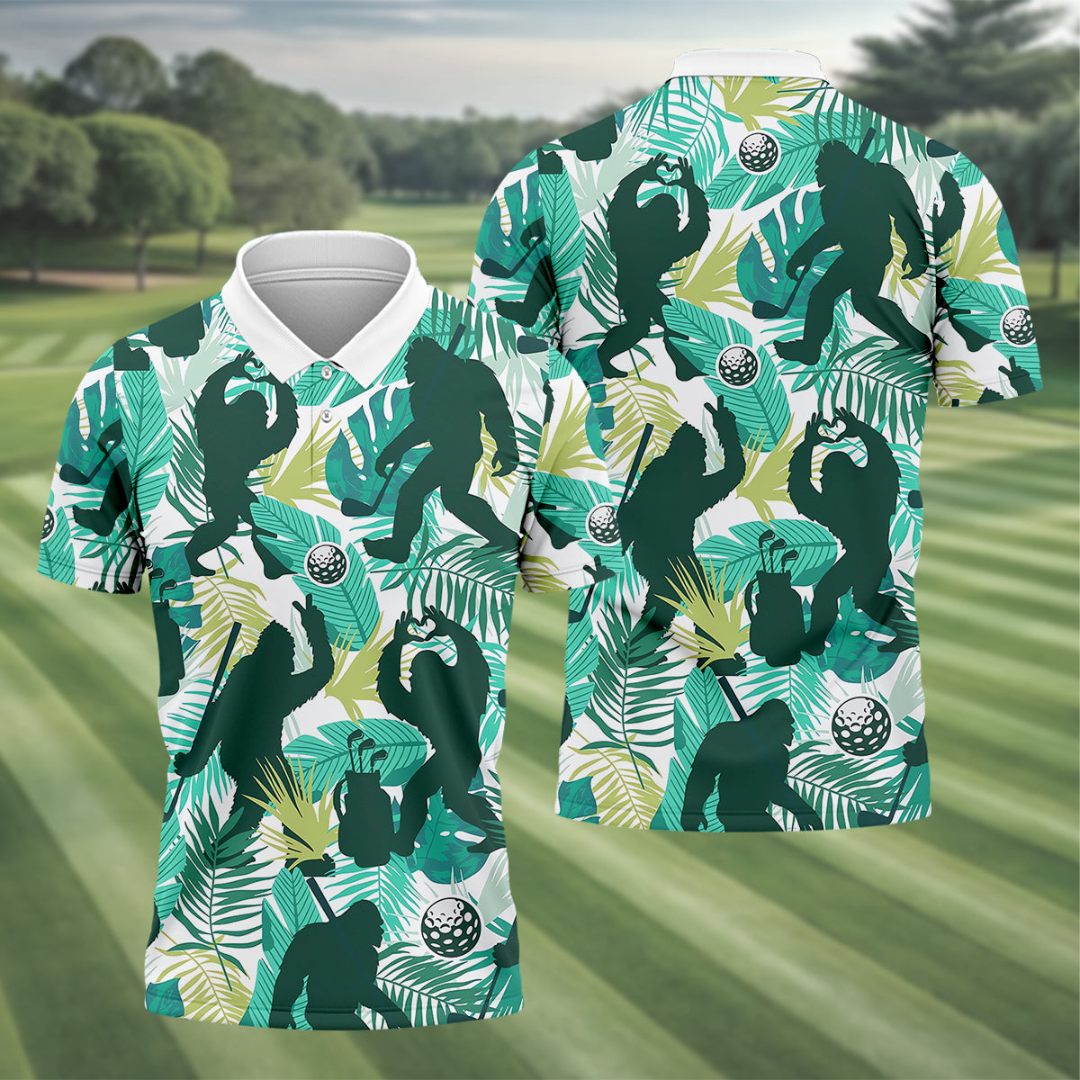Bigfoot Sasquatch Golf Polo Shirt, Funny Golf Shirt, Men Golf Gifts