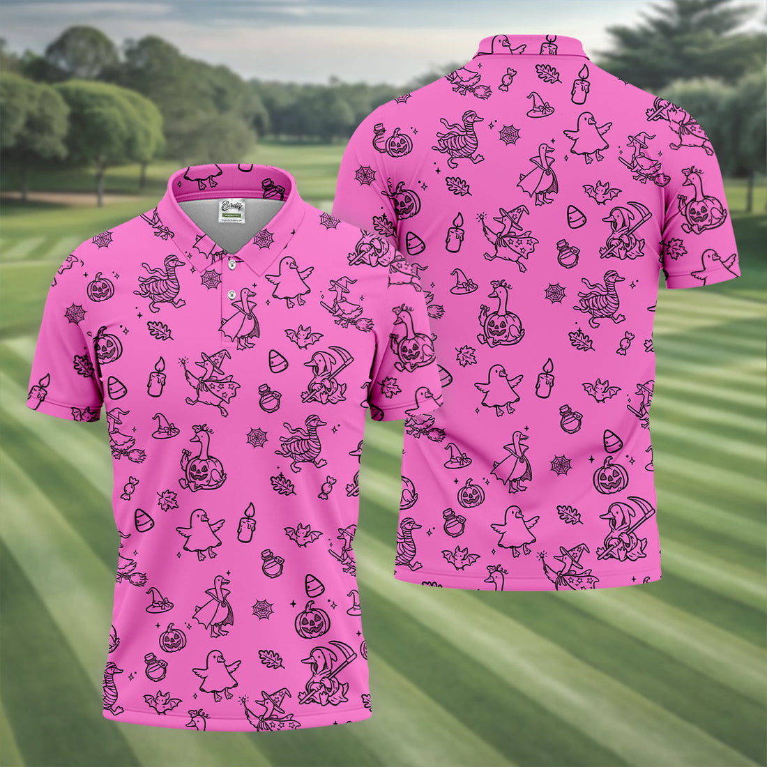 Goose Halloween, Doodle Pattern, Hot Pink Golf Shirt, Mens Funny Golf Shirts, Long Sleeve Golf Shirts, Men Golf Polo