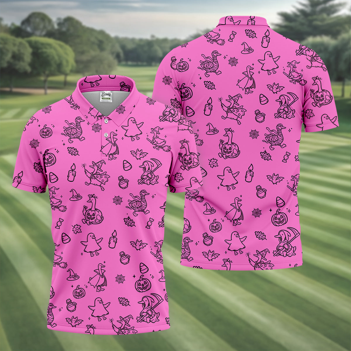 Goose Halloween, Doodle Pattern, Hot Pink Golf Shirt, Mens Funny Golf Shirts, Long Sleeve Golf Shirts, Men Golf Polo