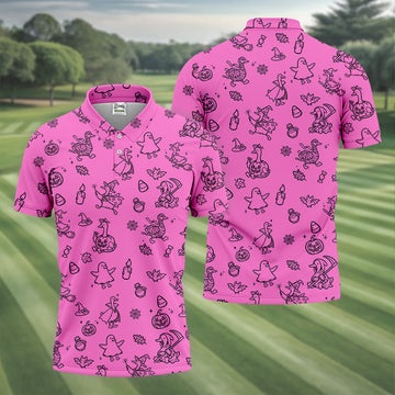 Goose Halloween, Doodle Pattern, Hot Pink Golf Shirt, Mens Funny Golf Shirts, Long Sleeve Golf Shirts, Men Golf Polo