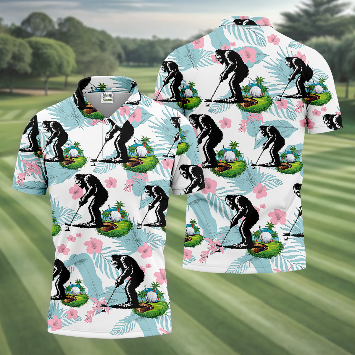 Bigfoot Shirt, Sasquatch Golf Shirt, Hawaiian Golf Shirts, Matching Golf Shirts, Golf Shirts For Men