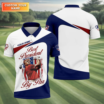 Trump Best President By Par Custom Funny Golf Polo Shirt For Men, Christmas Golf Gift